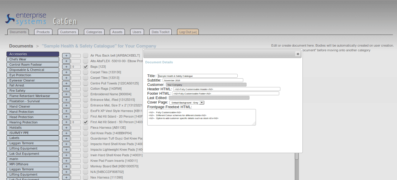 Screenshot of document meta information